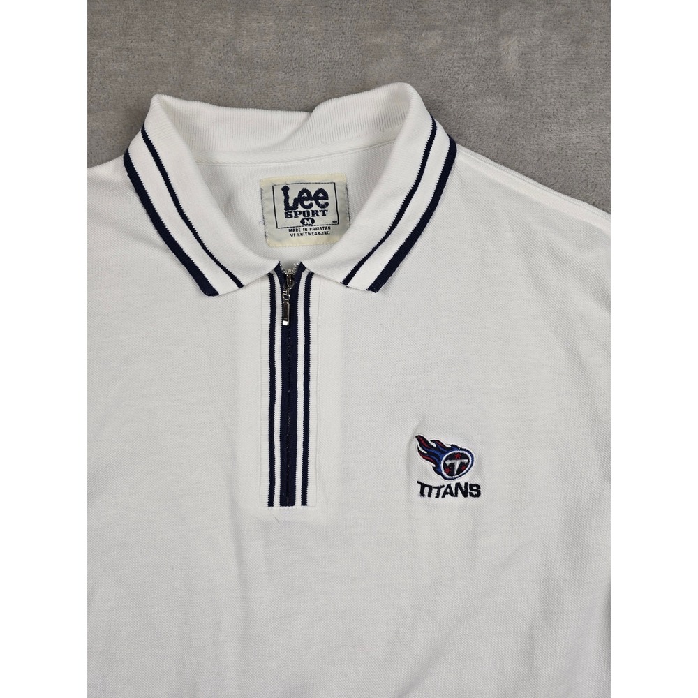 Vintage Lee Sport Polo Shirt Mens‎ M White Tennessee Titans Quarter Zip S/S